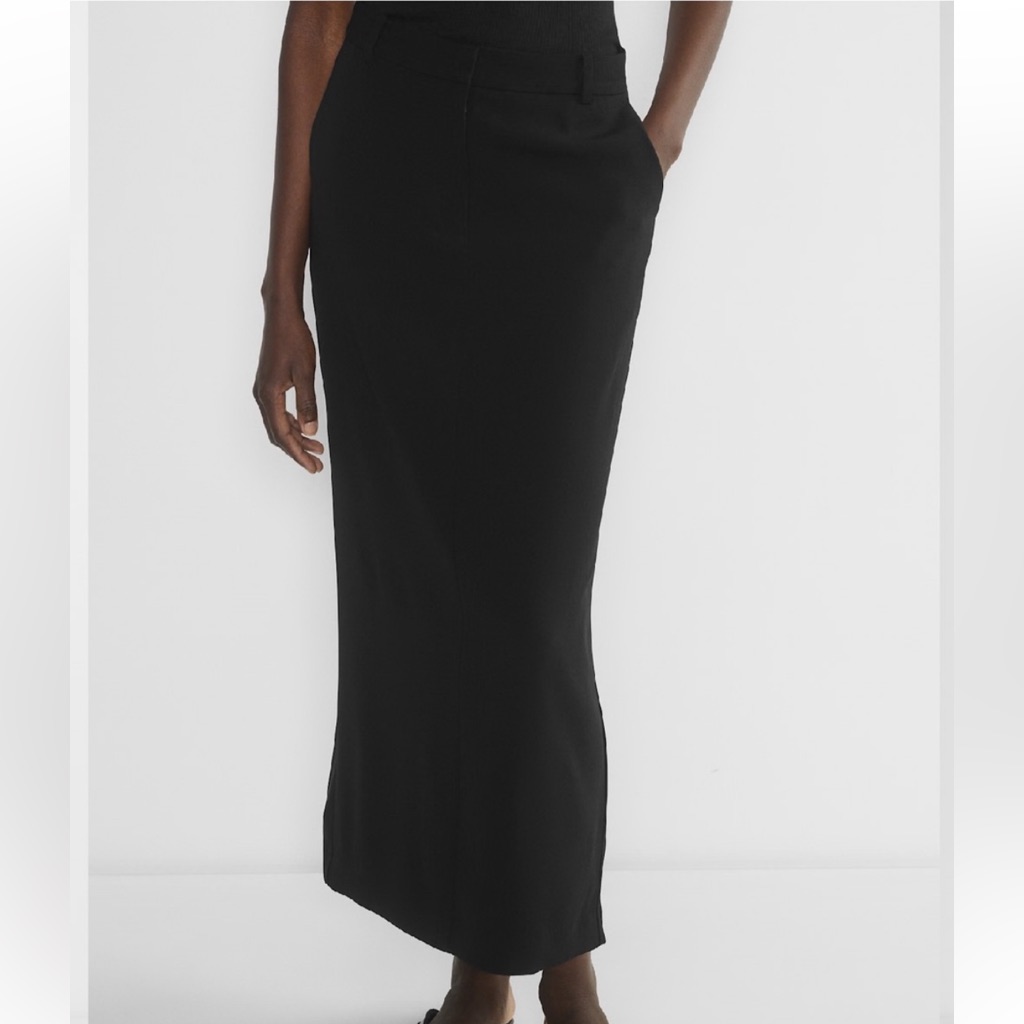 Babaton Aritzia Sleek Black Maxi Tailored Skirt